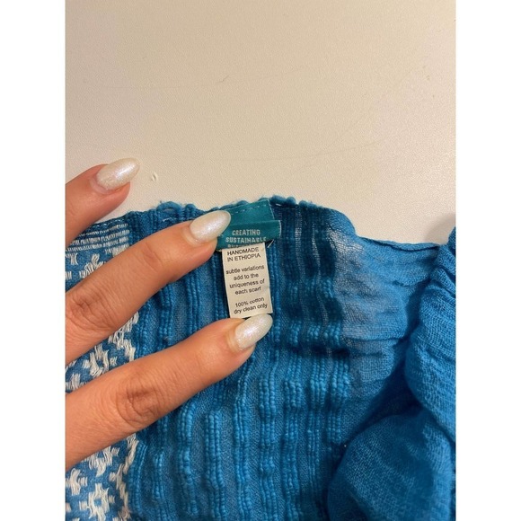 Fashion Able Scarf Handmade Lightweight Cotton Unisex Turquoise - Picture 6 of 6